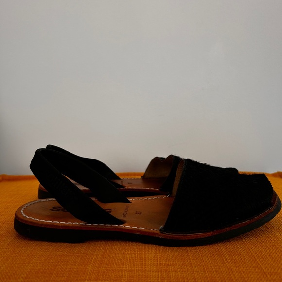 Black Suede Espadrilles Slip-On Summer Flats Size 37 - Picture 3 of 4